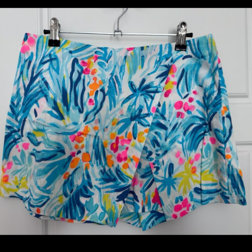Lilly Pulitzer Sz 2 MARII SERENE BLUE TIPPY TOP Print Skort
